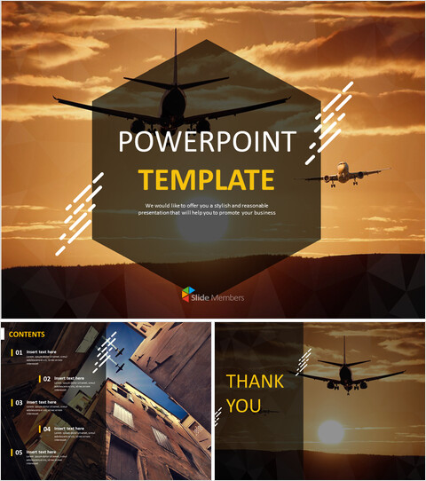 Free Google Slides Template - Sunset and Plane_6 slides