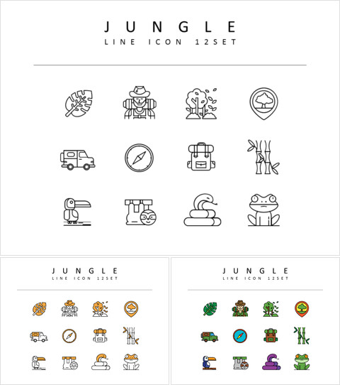 丛林 图标设置矢量图_3 slides