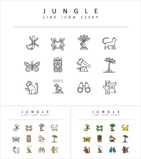 jungle Icons Set Vector_3 slides