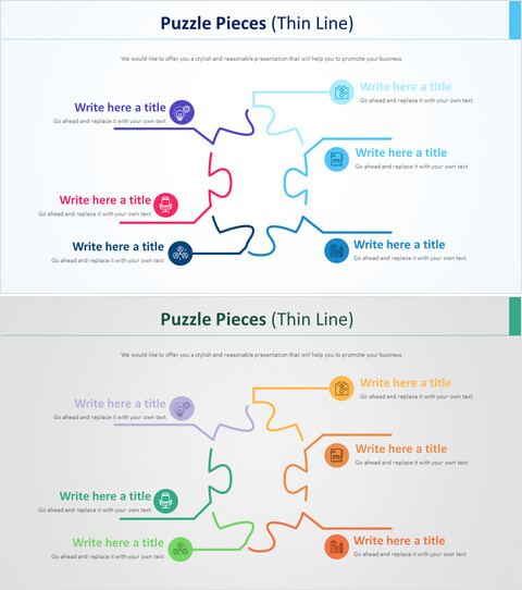 Puzzle Pieces Diagram (thin Line)_2 slides