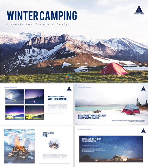 Campeggio invernale Layout di PowerPoint_41 slides