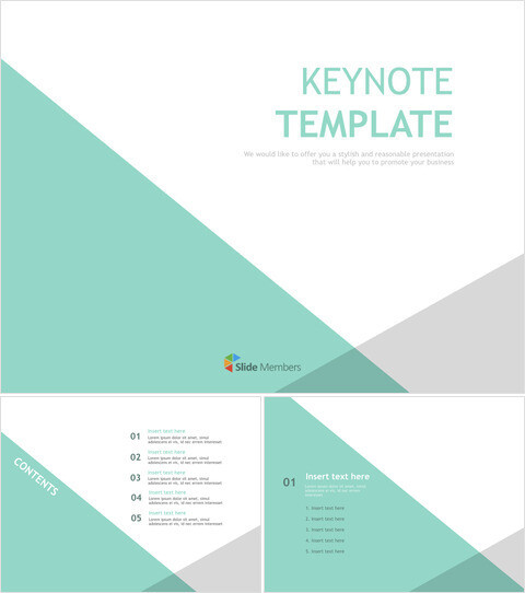 免费专业主题演示模板 - 大的薄荷三角形，上面重叠着小的灰色三角形_6 slides
